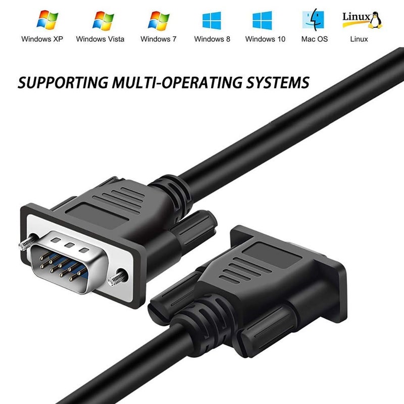 EVISWIY DB9 Cable Male to Female Extension Straight Through 3M 10 Foot 9 Pin Serial RS232 Cable M/F Black 2 Pack - Image 3